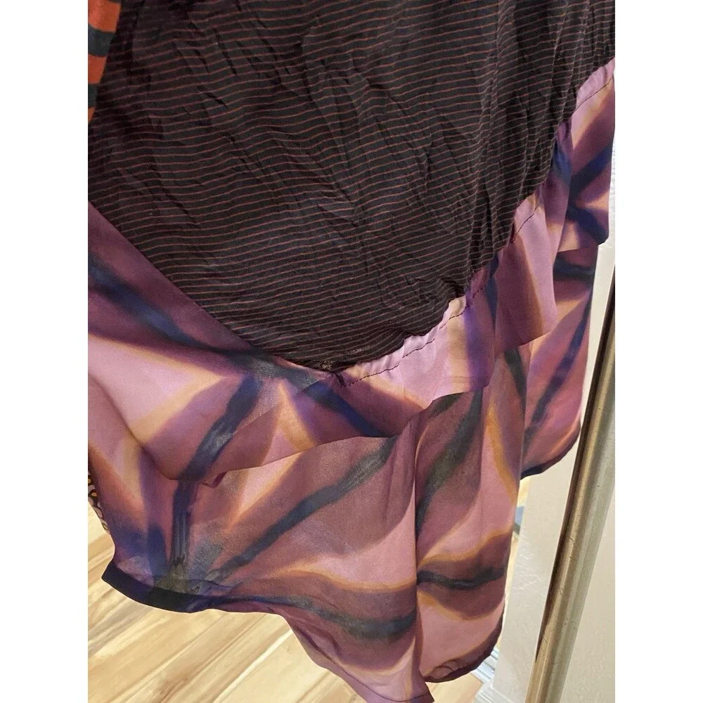 Alembika Asymmetric Abstract Tunic Top Sz S Striped Artsy Lagenlook Viscose